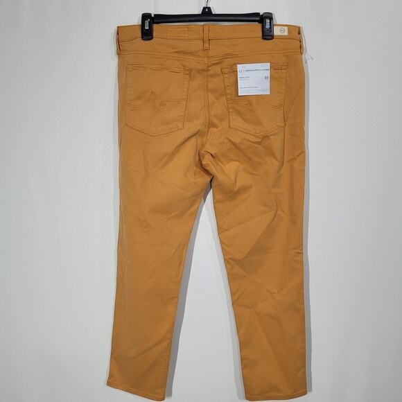 AG Jeans Prima Sateen Mid-Rise Crop Cigarette Pants Yellow Moro 32 - Picture 2 of 6